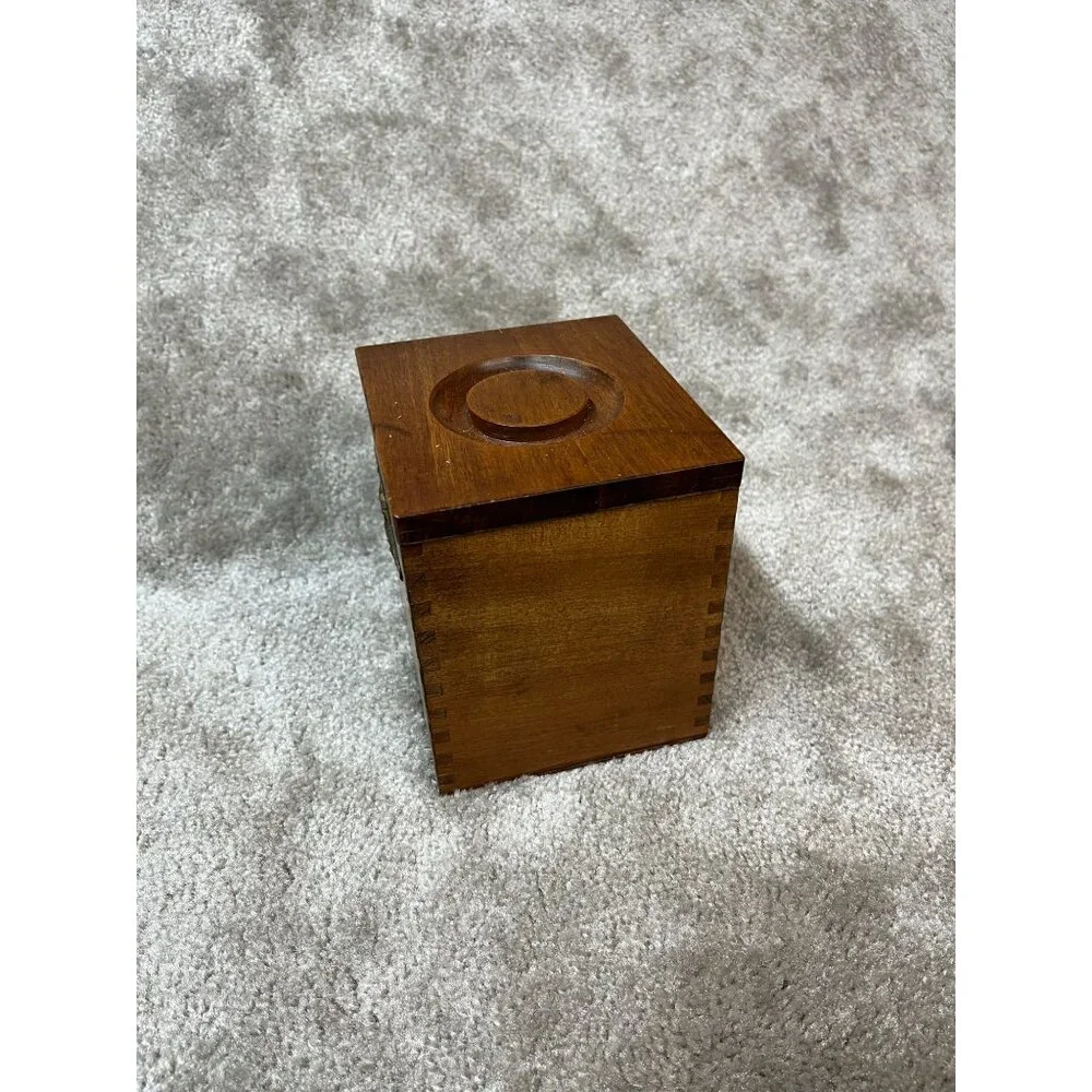 Vintage, Wood‎ Box/Canister Brass Eagle Emblem Dovetail Joints Kitchen